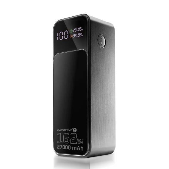 Obrázok pre Powerbanka 27 000 mAh, 1× USB, 2× USB-C, 162,5 W, QC4+, vestavěná svítilna, LCD displej, černá