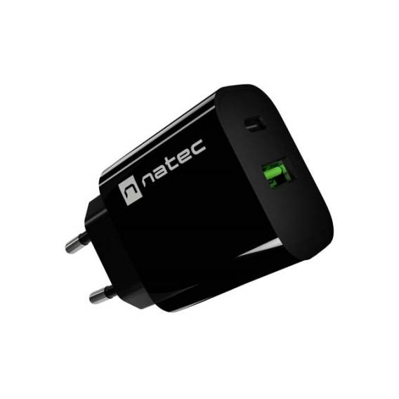 Obrázok pre SÍŤOVÁ NABÍJEČKA NATEC RIBERA 1X USB-A + 1X USB-C 20W ČERNÁ