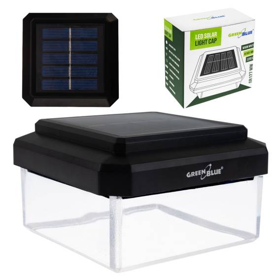 Obrázok pre Solární LED lampa na sloupek GreenBlue, 100 × 100 mm, obdélníkový kryt, 3200 K, GB128 WW