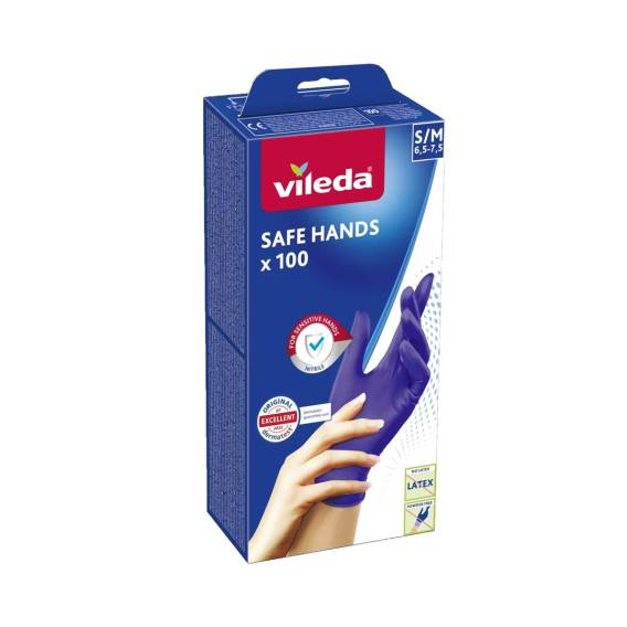 Obrázok pre VILEDA Safe Hands – nitrilové rukavice S/M 100 ks