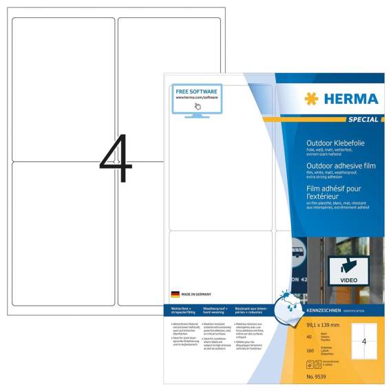 Obrázok pre HERMA 9539 samolepicí štítky Obdélník Bílá 160 kusů
