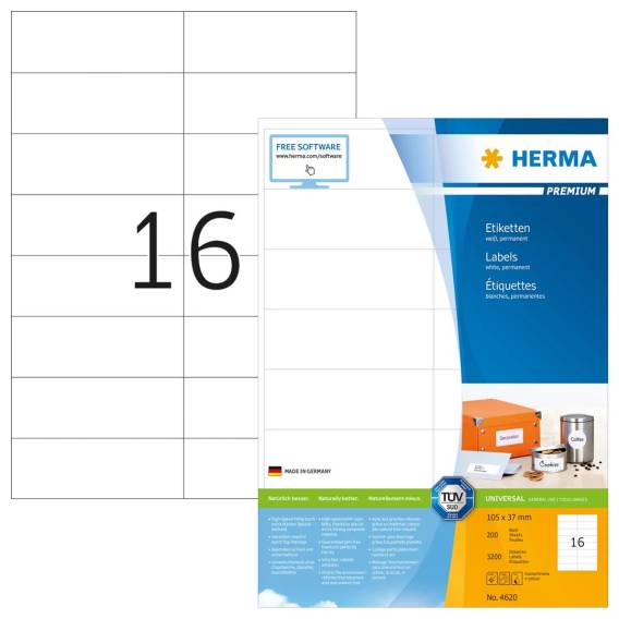 Obrázok pre HERMA 4620 štítek pro tisk Bílá Nelepivý štítek