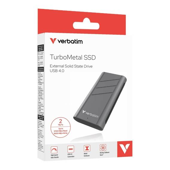 Obrázok pre Verbatim TurboMetal SSD USB4 2TB USB typu C USB4 Gen 2x2 Stříbrná