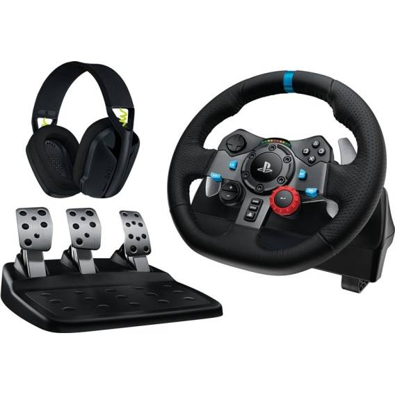 Obrázok pre Logitech G 991-000539 herní ovladač Hliník, Černá USB Volant + pedály + náhlavní souprava PC, PlayStation 4, PlayStation 5, Playstation 3