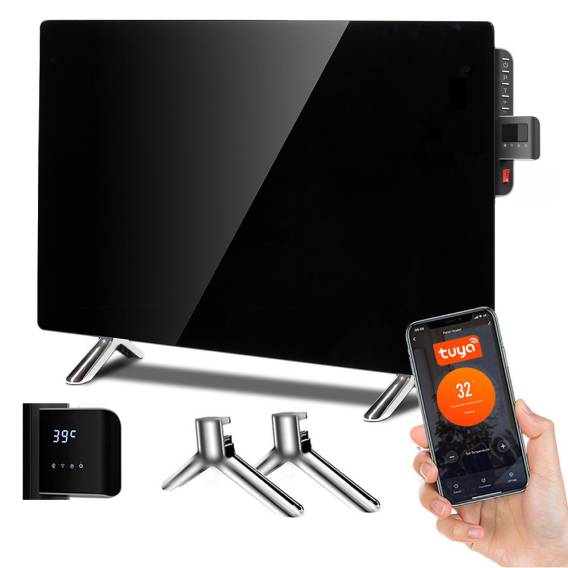 Obrázok pre Maclean Glass Heating Panel, Infrared 600W, Timer, Remote Control, Thermostat, WiFi Tuya, Black Color, 55x100cm, MCE536