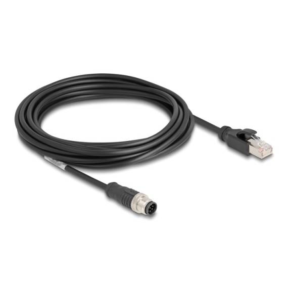 Obrázok pre DeLOCK Kabel M12, A-kódovaný, 8 pin, ze zástrčkového na RJ45 zástrčkového konektor, PVC, 5 m