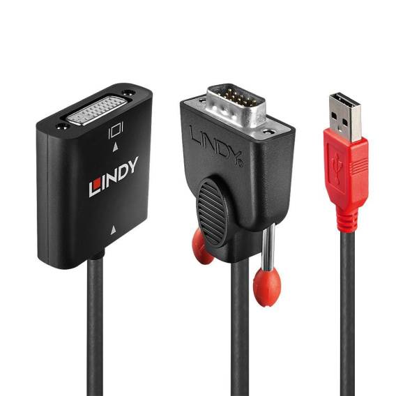 Obrázok pre Lindy 38184 adaptér k video kabelům 0,2 m DVI-D VGA (D-Sub) + USB Černá, Oranžová