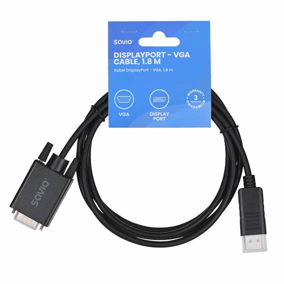 Obrázok pre Savio Cl-203 1,8 m DisplayPort VGA (D-Sub) Černá