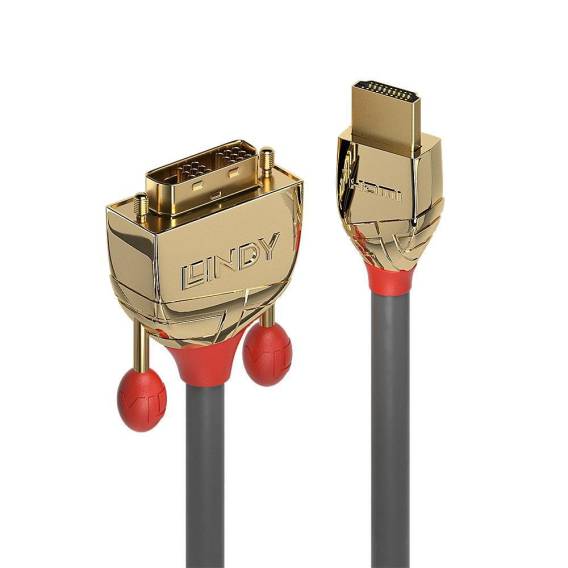 Obrázok pre Lindy 36195 adaptér k video kabelům 2 m HDMI Typ A (standardní) DVI-D Zlato, Šedá