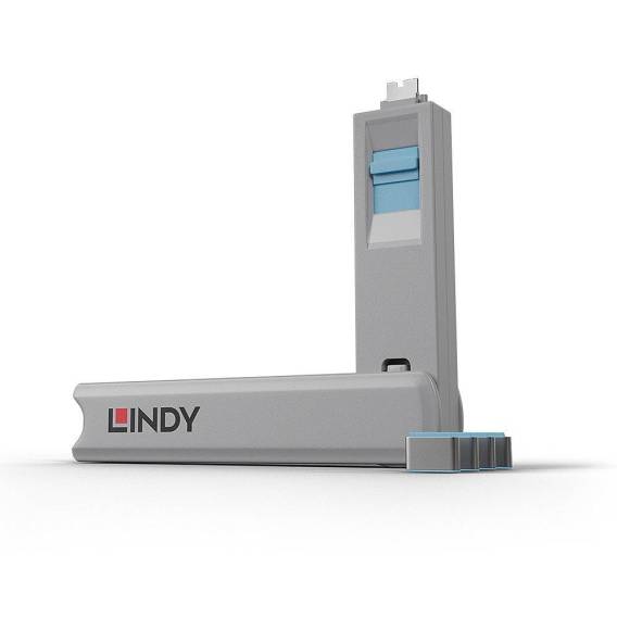 Obrázok pre Lindy 40465 blokátor portů Blokátor portu + klíč USB typu C Modrá ABS (akrylonitril-butadien-styren) 1 kusů