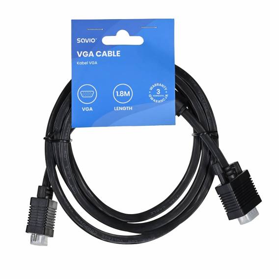 Obrázok pre Savio Cl-202 VGA kabel 1,8 m VGA (D-Sub) Černá