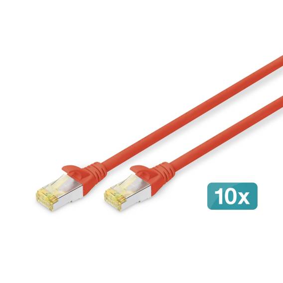 Obrázok pre Digitus DK-1644-A-030-R-10 síťový kabel Červená 3 m Cat6a S/FTP (S-STP)