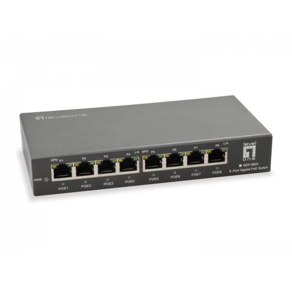 Obrázok pre LevelOne GEP-0823 síťový přepínač Gigabit Ethernet (10/100/1000) Podpora napájení po Ethernetu (PoE) Černá