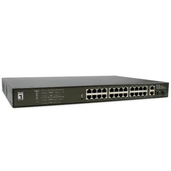 Obrázok pre LevelOne GEP-2821 síťový přepínač Nespravované Gigabit Ethernet (10/100/1000) Podpora napájení po Ethernetu (PoE) 1U Černá