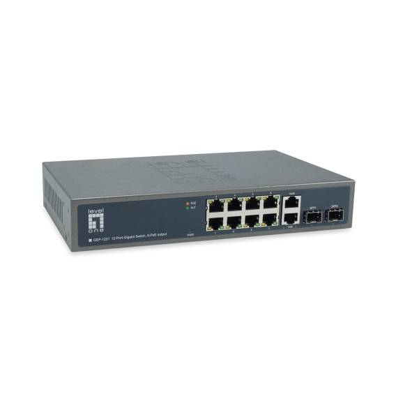 Obrázok pre LevelOne GEP-1221 síťový přepínač Nespravované Gigabit Ethernet (10/100/1000) Podpora napájení po Ethernetu (PoE) Černá