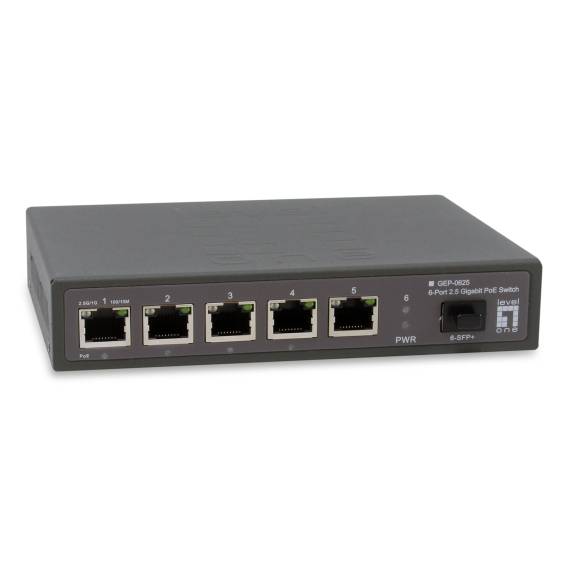 Obrázok pre LevelOne GEP-0625 síťový přepínač Nespravované 2.5G Ethernet (100/1000/2500) Podpora napájení po Ethernetu (PoE) Černá