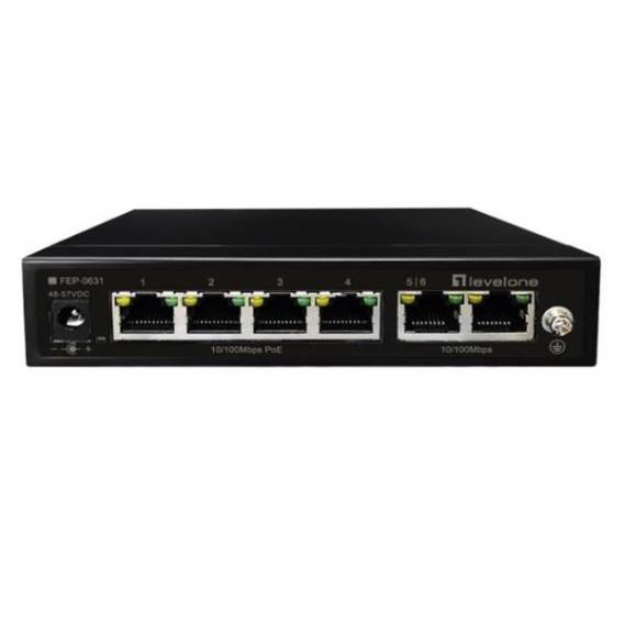Obrázok pre LevelOne FEP-0631 síťový přepínač Fast Ethernet (10/100) Podpora napájení po Ethernetu (PoE) Černá