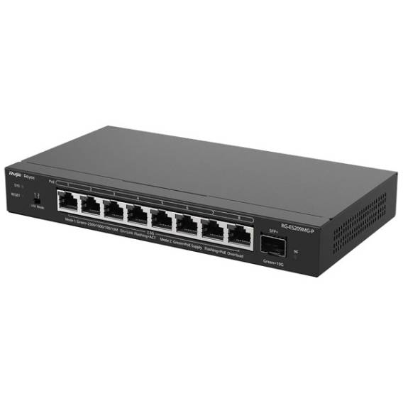 Obrázok pre Ruijie Networks RG-ES209MG-P síťový přepínač Řízený L2 2.5G Ethernet (100/1000/2500) Podpora napájení po Ethernetu (PoE) Černá