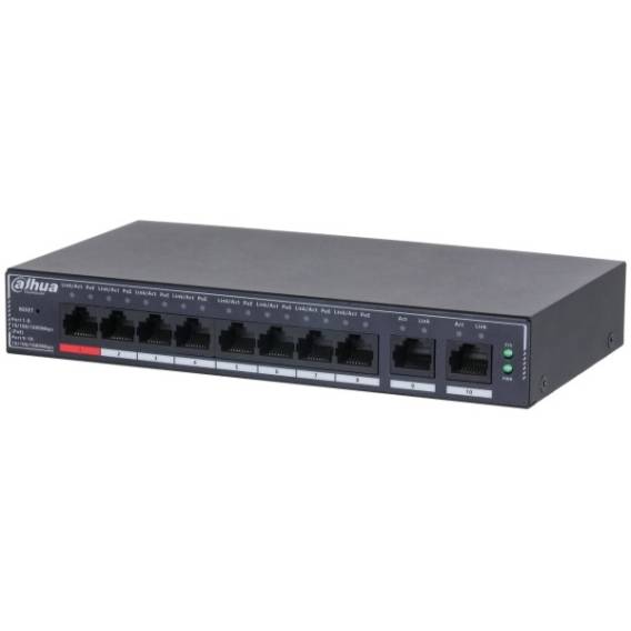 Obrázok pre Dahua Technology SG4010P síťový přepínač Řízený L2 Gigabit Ethernet (10/100/1000) Podpora napájení po Ethernetu (PoE) Černá