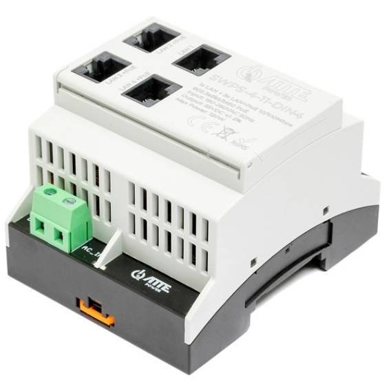 Obrázok pre Switch PoE 4 portowy z wbudowanym zasilaczem na szynę TH35 ATTE SWPS-4-11-DIN4