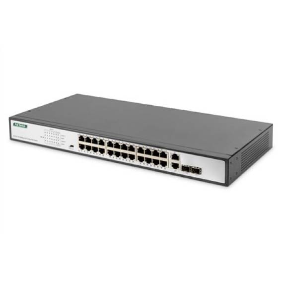 Obrázok pre Digitus DN-95343 síťový přepínač Nespravované Fast Ethernet (10/100) Podpora napájení po Ethernetu (PoE) 1U Černá, Stříbrná
