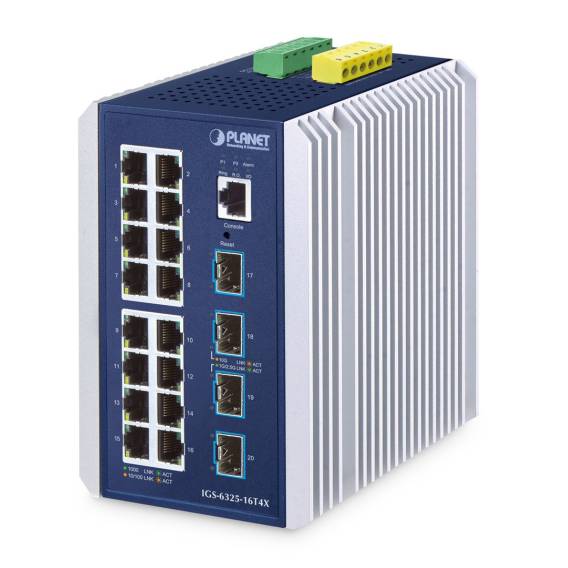 Obrázok pre PLANET IP30 Industrial L3 16-Port Řízený Gigabit Ethernet (10/100/1000) Hliník, Modrá