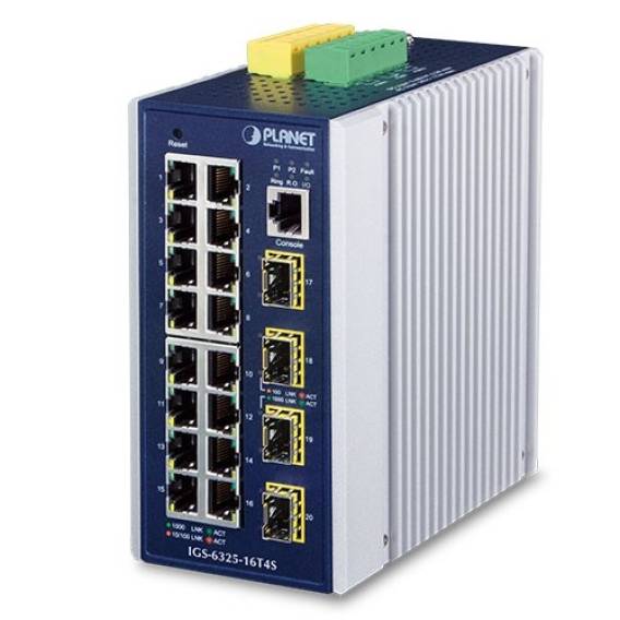 Obrázok pre PLANET IGS-6325-16T4S síťový přepínač Řízený L3 Gigabit Ethernet (10/100/1000) Modrá, Šedá