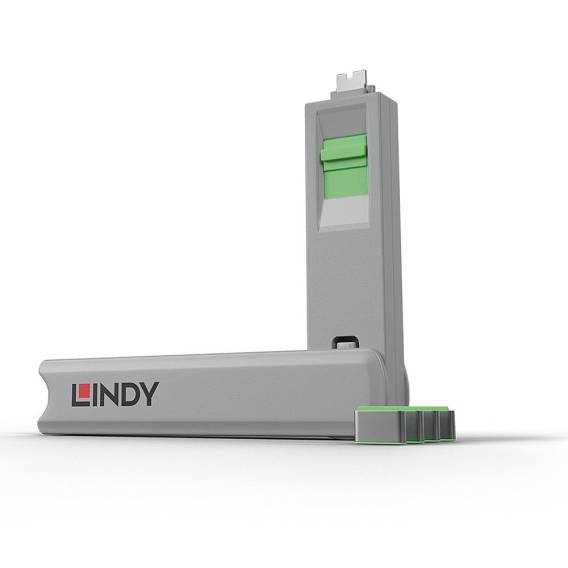 Obrázok pre Lindy 40426 blokátor portů Blokátor portu + klíč USB typu C Zelená 5 kusů