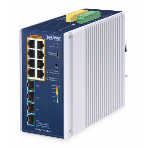 Obrázok pre PLANET IP30 Industrial L2/L4 8-Port Řízený L2/L4 Gigabit Ethernet (10/100/1000) Hliník, Modrá