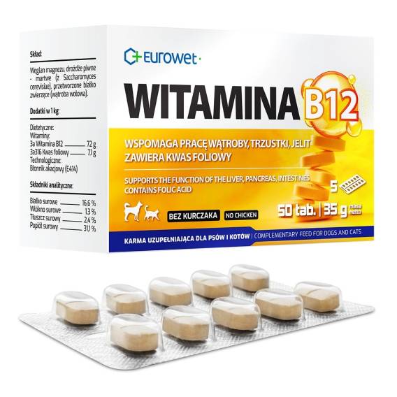 Obrázok pre EUROWET Vitamin B12 - doplňky stravy pro psy a kočky - 50 tablet