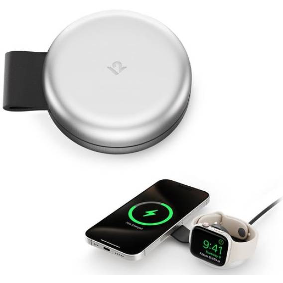 Obrázok pre Twelve South ButterFly 2-in-1 Chytrý telefon, Chytré hodinky Černá, Stříbrná USB Bezdrátové nabíjení Vnitřní