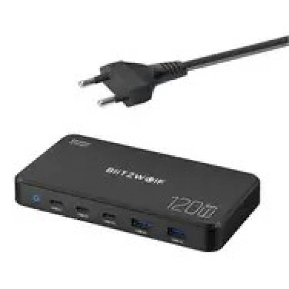 Obrázok pre Sieciowa stacja ładująca BlitzWolf 5 w 1 czarna / 120W / 2xUSB-A / 3xUSB-C