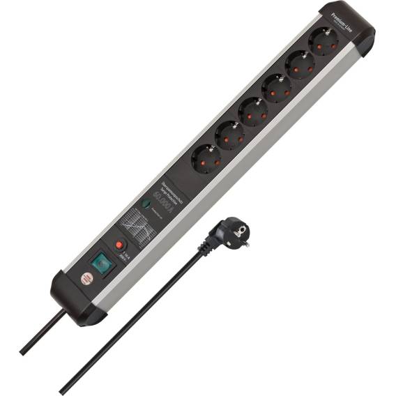 Obrázok pre Brennenstuhl 1391010600 napájecí prodlužovačka 3 m 6 AC zásuvky / AC zásuvek Vnitřní Černá, Stříbrná