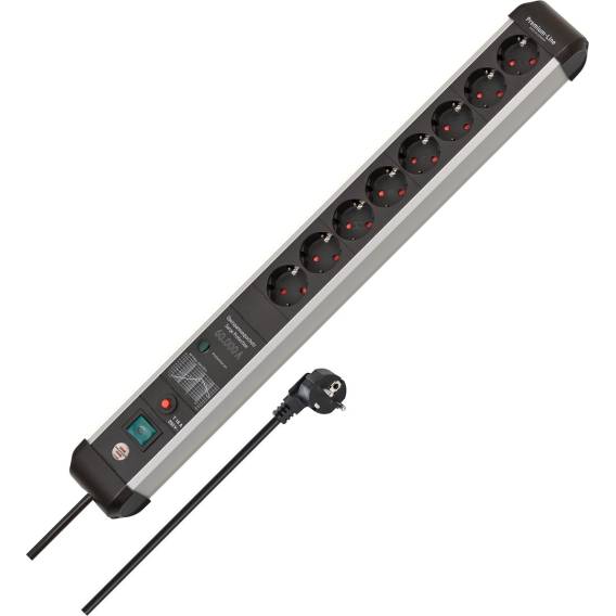 Obrázok pre Brennenstuhl 1391010800 napájecí prodlužovačka 3 m 8 AC zásuvky / AC zásuvek Vnitřní Černá, Stříbrná