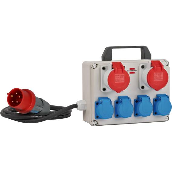 Obrázok pre Brennenstuhl BKV 2/4 T IP44 napěťová distribuční jednotka (PDU) 6 AC zásuvky / AC zásuvek Černá, Modrá, Šedá, Červená