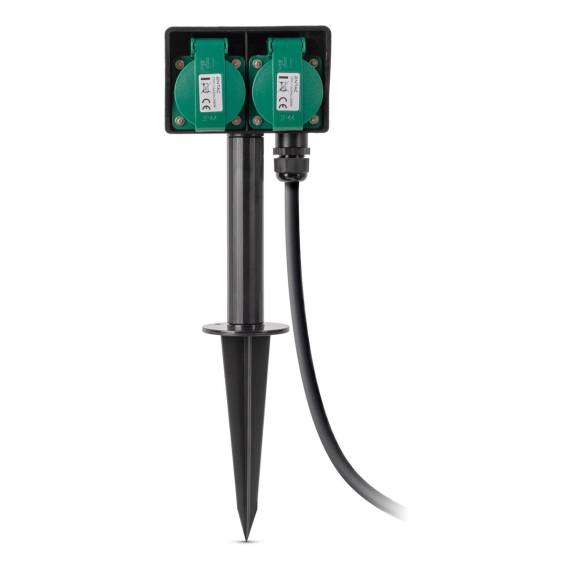 Obrázok pre Entac ESE1.5G2-5-IP44S napájecí prodlužovačka 5 m 2 AC zásuvky / AC zásuvek Venkovní Černá, Zelená