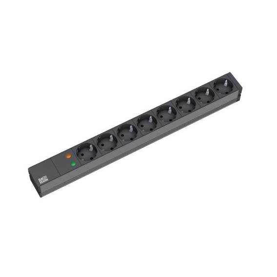Obrázok pre Bachmann 19'' 2m 8x Schuko H05VV-F 3G 1.50mm² napájecí prodlužovačka 8 AC zásuvky / AC zásuvek Černá