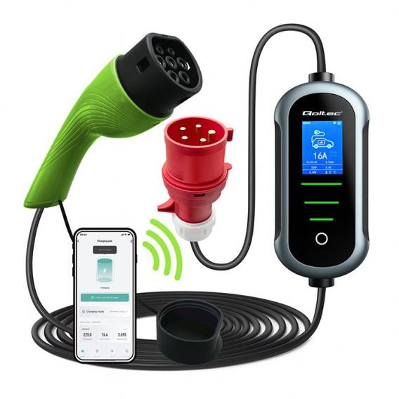 Obrázok pre Qoltec 52437 Nabíječka pro elektromobily | 22 kW | 400 V | CEE 32 A | Wi-Fi | 7 m