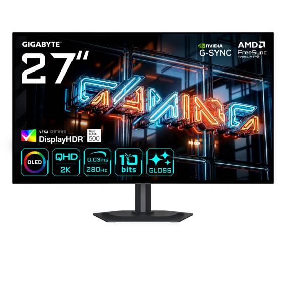 Obrázok pre GIGABYTE MO27Q28GR počítačový monitor 68,6 cm (27") 2560 x 1440 px Quad HD OLED Černá