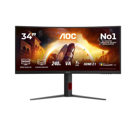 Obrázok pre AOC G4 CU34G4Z počítačový monitor 86,4 cm (34") 3440 x 1440 px Wide Quad HD LED Černá, Červená