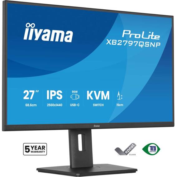 Obrázok pre iiyama ProLite XB2797QSNP-B1 počítačový monitor 68,6 cm (27") 2560 x 1440 px Quad HD LCD Černá