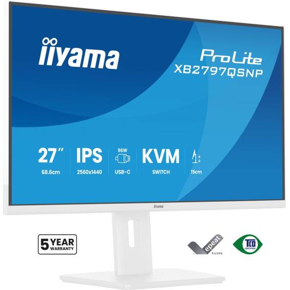 Obrázok pre iiyama ProLite XB2797QSNP-W1 počítačový monitor 68,6 cm (27") 2560 x 1440 px Quad HD LCD Bílá