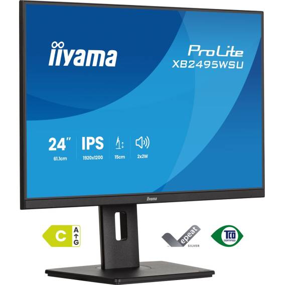 Obrázok pre iiyama ProLite XB2495WSU-B1 počítačový monitor 61,2 cm (24.1") 1920 x 1200 px WUXGA LCD Černá