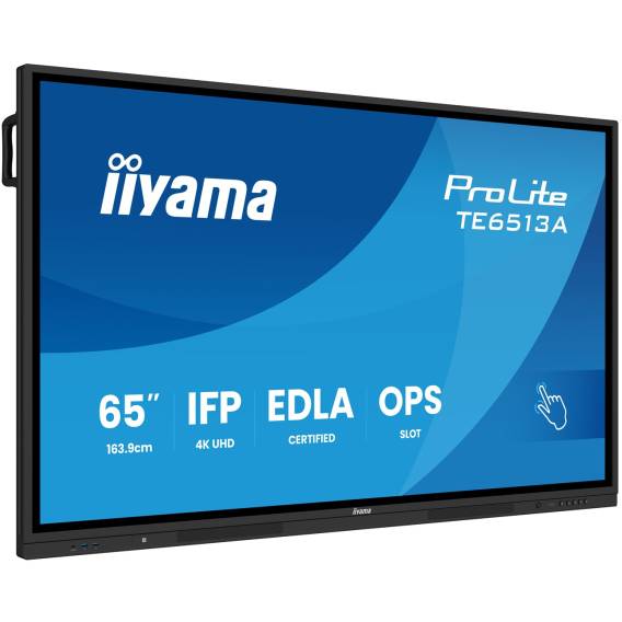 Obrázok pre iiyama TE6513A-B2AG sdělovací displej Interaktivní plochý panel 163,8 cm (64.5") Wi-Fi 500 cd/m² 4K Ultra HD Černá Dotyková obrazovka Zabudovaný procesor Android 24/7