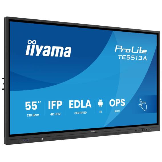 Obrázok pre iiyama TE5513A-B2AG sdělovací displej Interaktivní plochý panel 138,7 cm (54.6") Wi-Fi 500 cd/m² 4K Ultra HD Černá Dotyková obrazovka Zabudovaný procesor Android 24/7