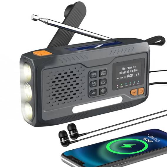 Obrázok pre Extralink RADIO AWARYJNE BLUETOOTH SOLARNE Z KORBKA DYNAMO POWERBANK 4000MAH Z LATARKA SOS BT-4000 Cestovní Analogový a digitální Černá, Oranžová