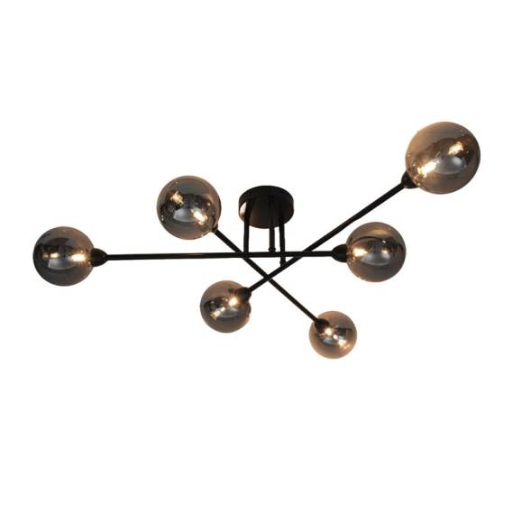 Obrázok pre CEILING LIGHT BORA 6XG9 BLACK/SMOKY