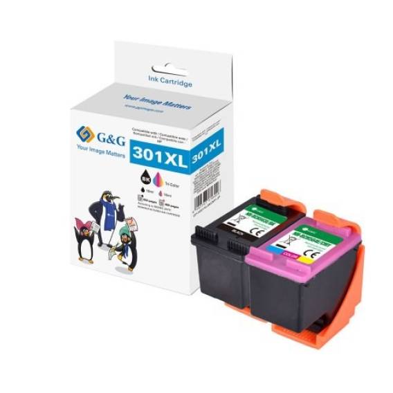 Obrázok pre G&G 15116 inkoustová náplň 2 kusů Kompatibilní Vysoká (XL) výtěžnost Černá, Azurová, Purpurová, Žlutá