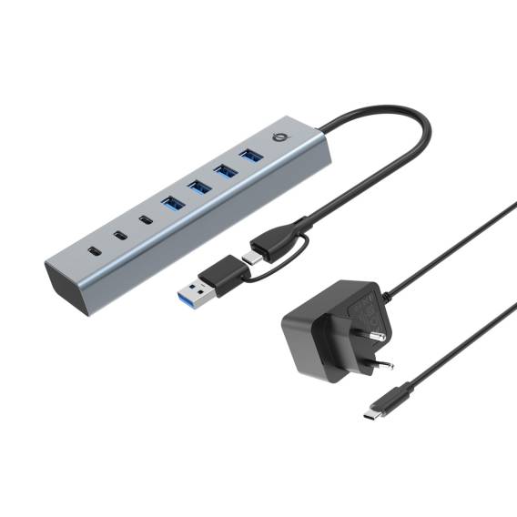Obrázok pre Conceptronic HUBBIES20GP rozbočovač rozhraní USB 3.2 Gen 1 (3.1 Gen 1) Type-C 5000 Mbit/s Šedá