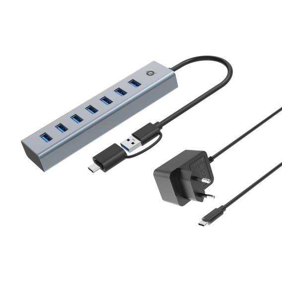 Obrázok pre Conceptronic HUBBIES21GP rozbočovač rozhraní USB 3.2 Gen 1 (3.1 Gen 1) Type-A 5000 Mbit/s Šedá